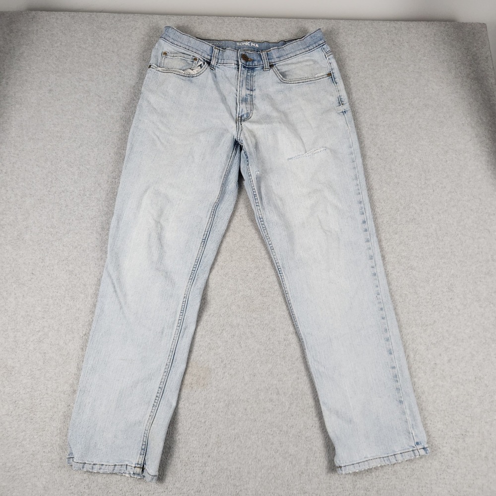 Sonoma Regular Fit Jeans Mens 32x30 Blue Denim Cotton Light Wash Straight Leg